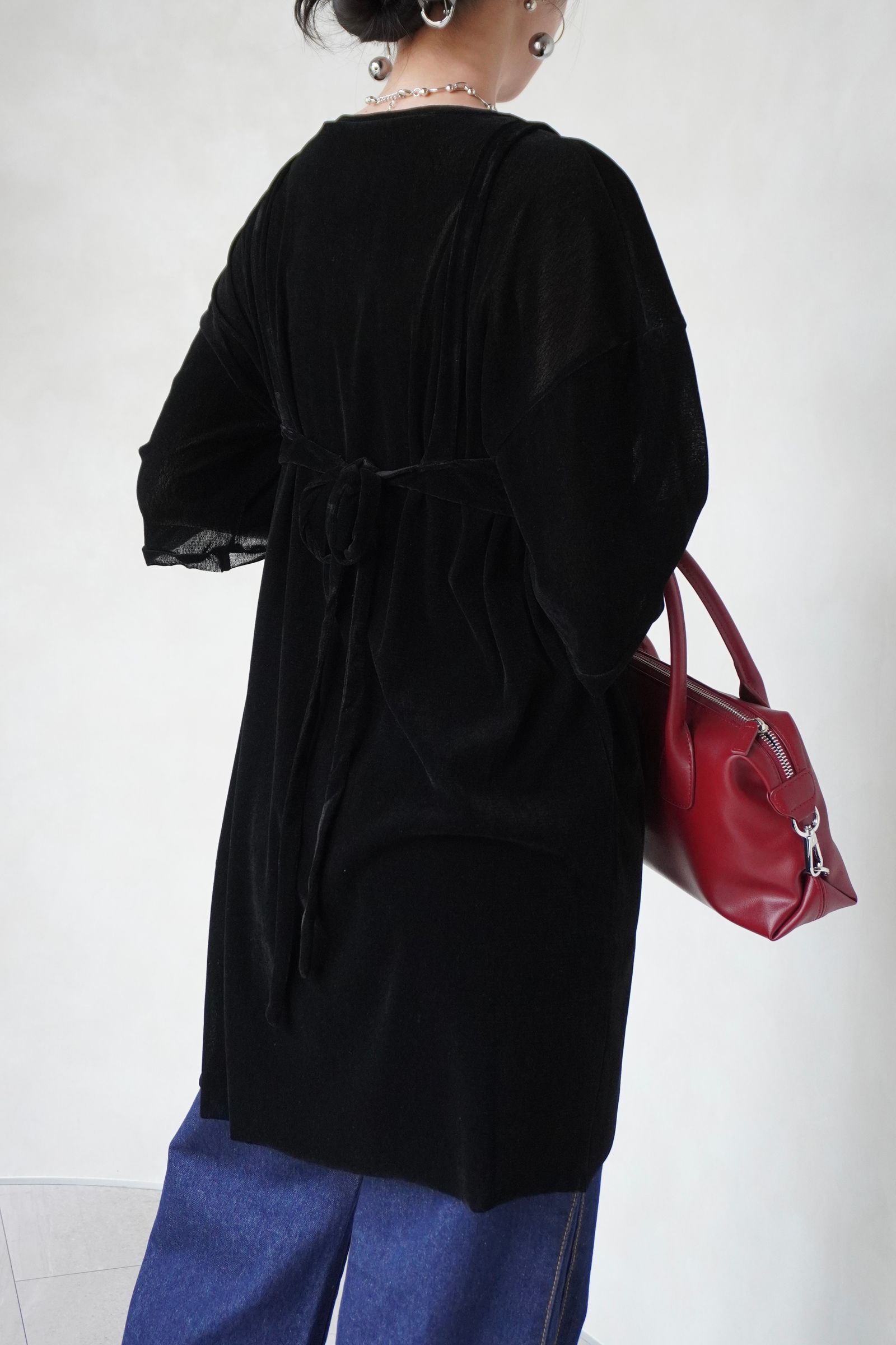 フロッキーチュールベアドレストップス (ブラック) Flocked Tulle Dress (Black) /  26AW