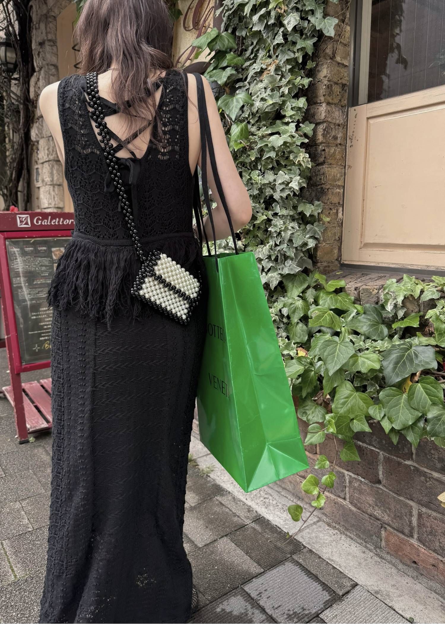 マルチパターン ニットワンピース (ブラック) multi pattern jacquard fringe knit OP (Black) /  26SS