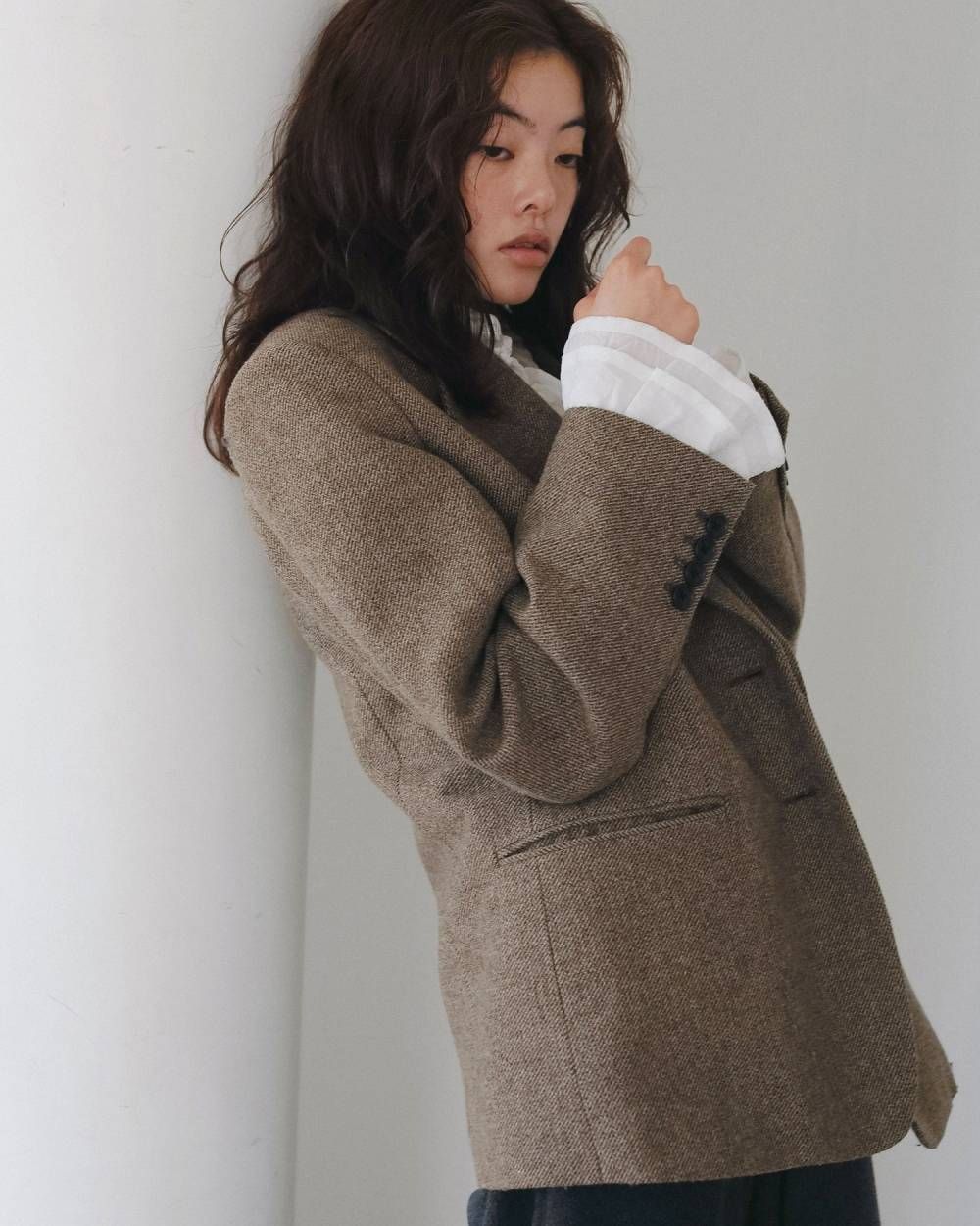 ヘリンボーン ウール ジャケット (ベージュ) Herringbone Wool Jacket (Beige) /  26AW
