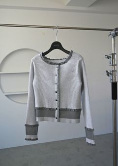 partial sheer frill knit cardigan / シアーフリル ニットカーディガン (Stone) / 26SS