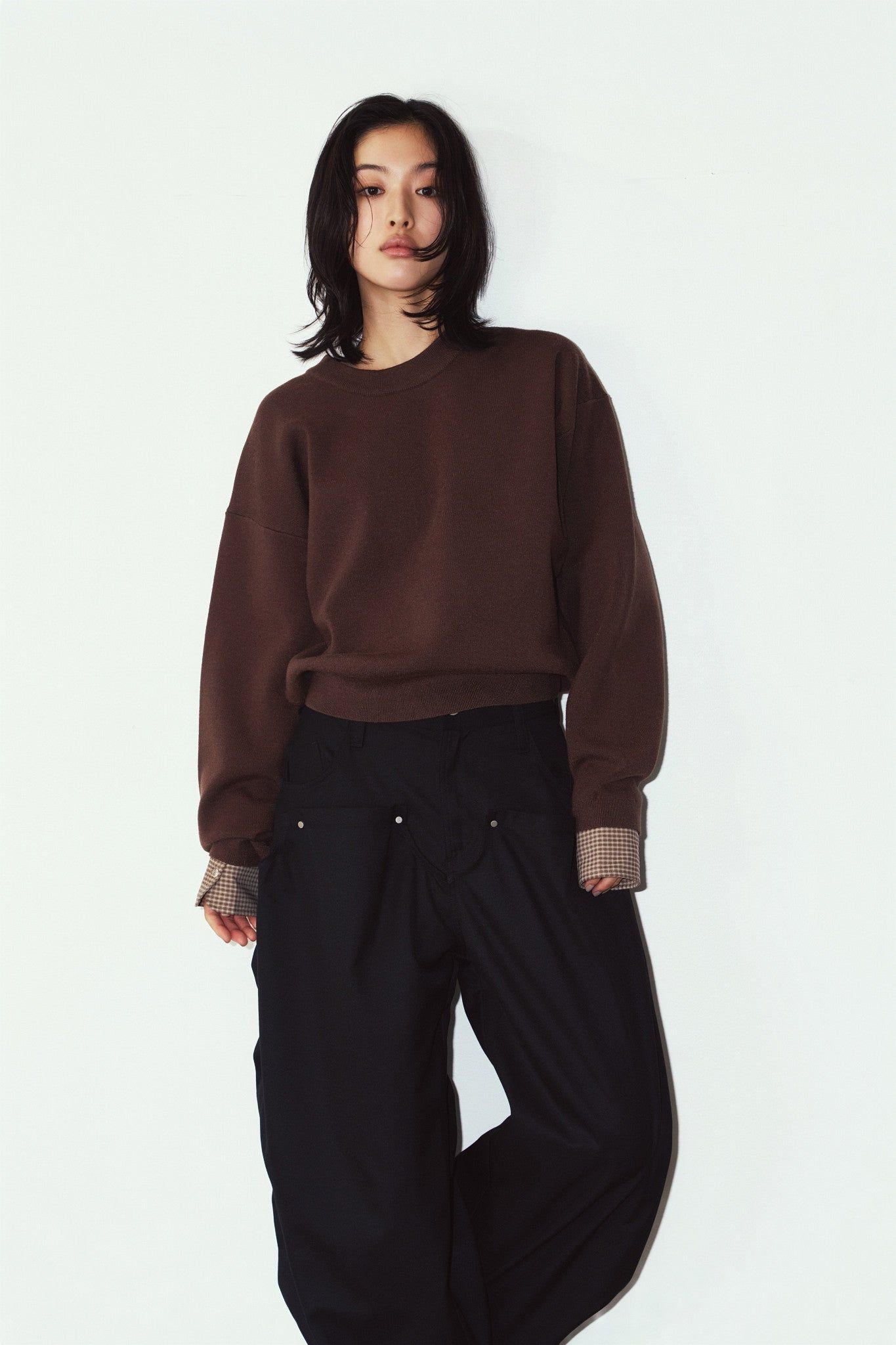 【LADIESサイズ】2ウェイ ノームコア ニット (ブラウン) 2way cuffs normcore knit (Brown) / 26AW