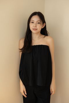2WAYタックベアトップトップス (ブラック)