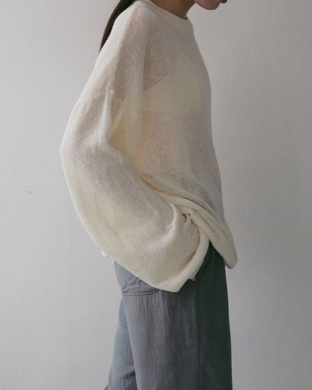 コットンリネン ルーズニット (アイボリー) Cottonlinen Loose Knit (Ivory) / 27SS