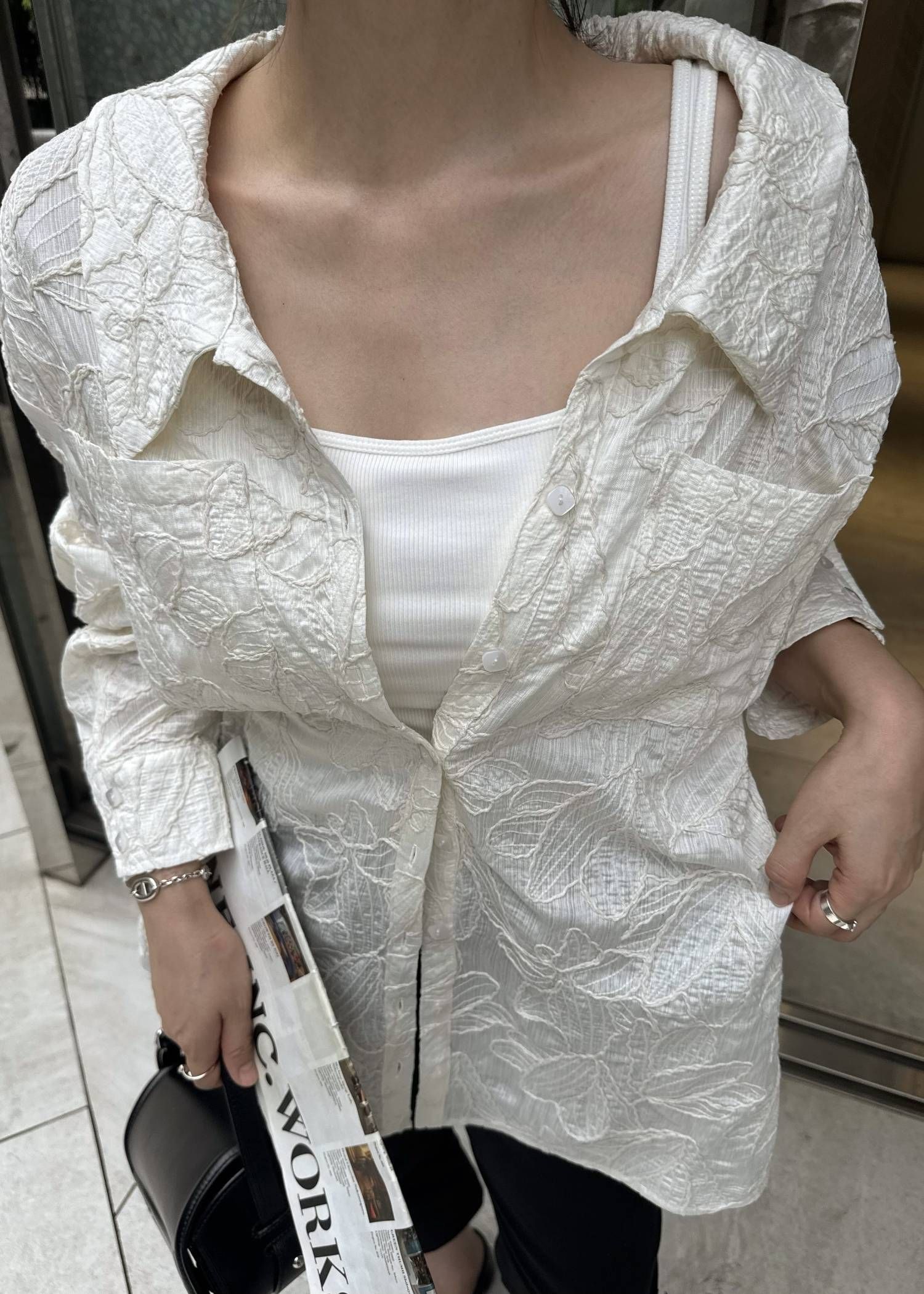 エンブロイダリー リラックス シャツ (アイボリー) thread embroidery relax SH (Ivory) /  26SS