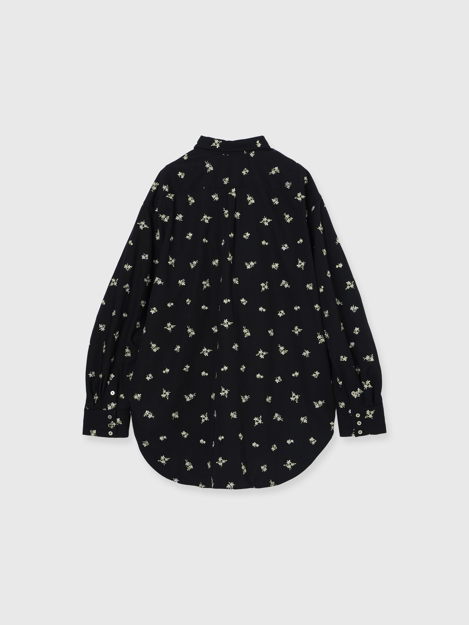 FLOWER EMBROIDERY SHIRTS (Black) / フラワーエンブロイダリー シャツ (ブラック) / 26SS