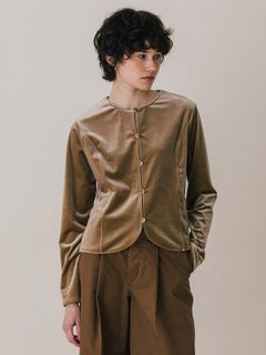 【25AW】HILTON VELOURS CARDIGAN / ヒルトンベロアカーディガン (ベージュ)