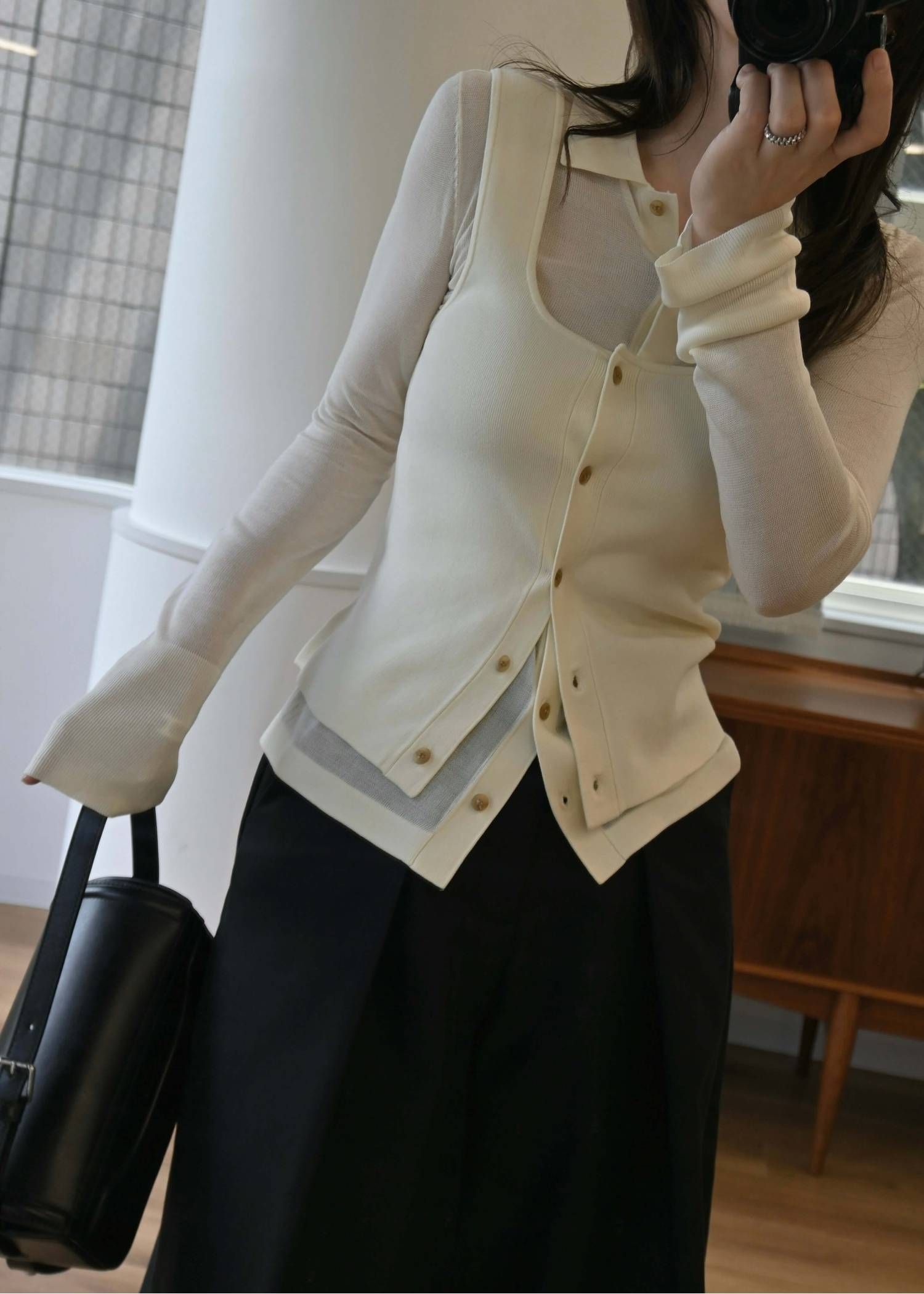 ニットシャツ&タンクトップ (シュガー) shirt collar & tank knit ensemble (Suga) /  26SS