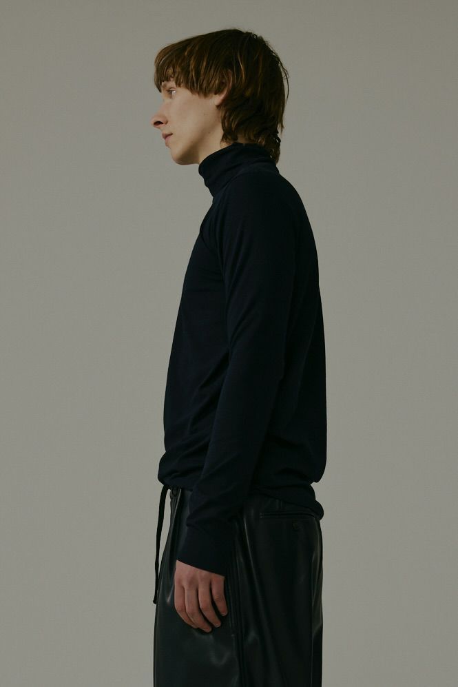 【メンズ】ORGANIC COTTON SPANDEX TURTLE BECK / オーガニックコットンタートルネックTシャツ (ブラック)