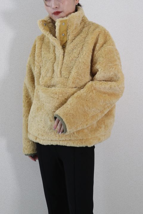 BI COLOR FAKE FUR TOPS / バイカラーフェイクファートップス (イエロー)