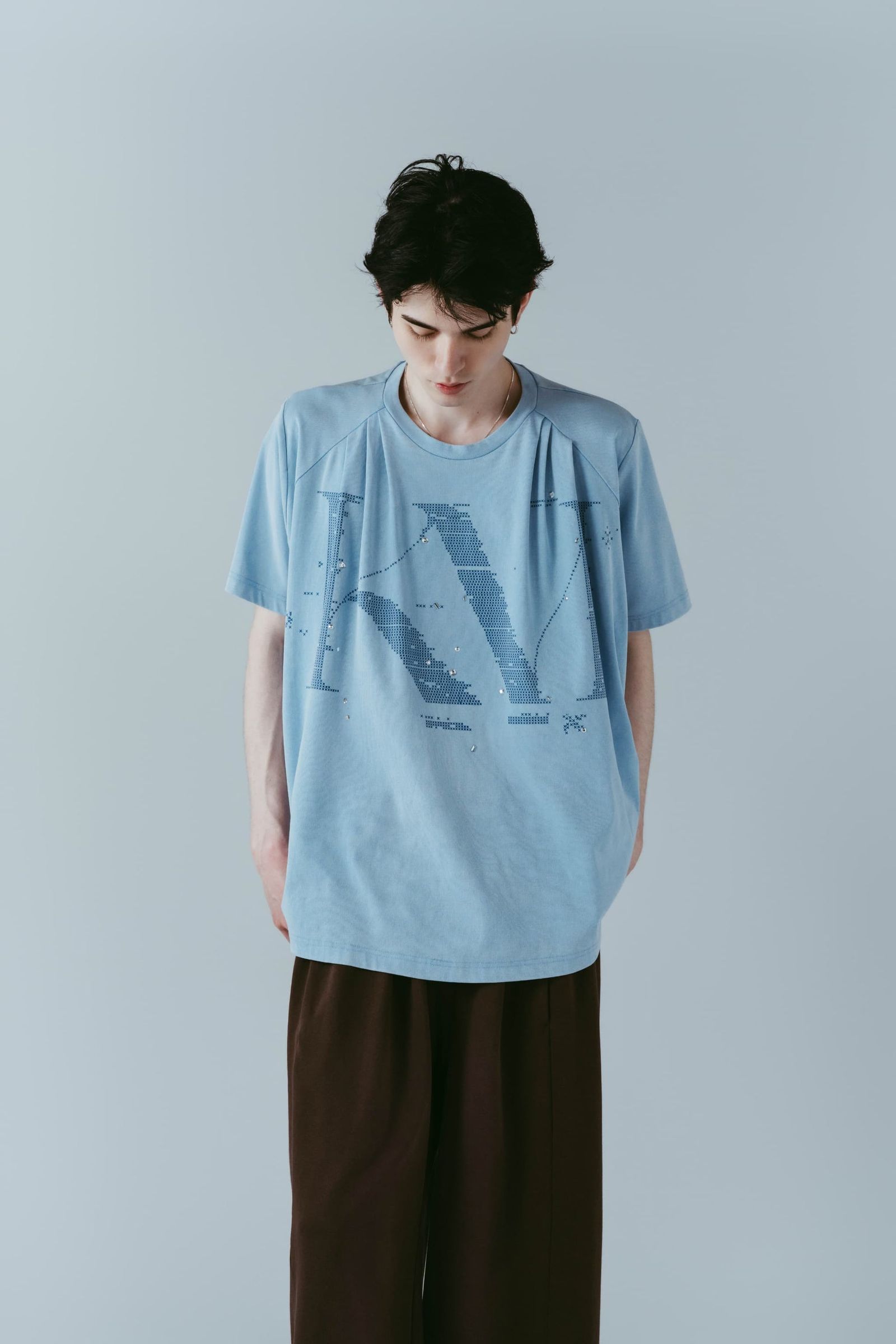 タック オーバーサイズTシャツ (ブルー) tuck detail oversized tee(unisex) (Blue) /  26SS