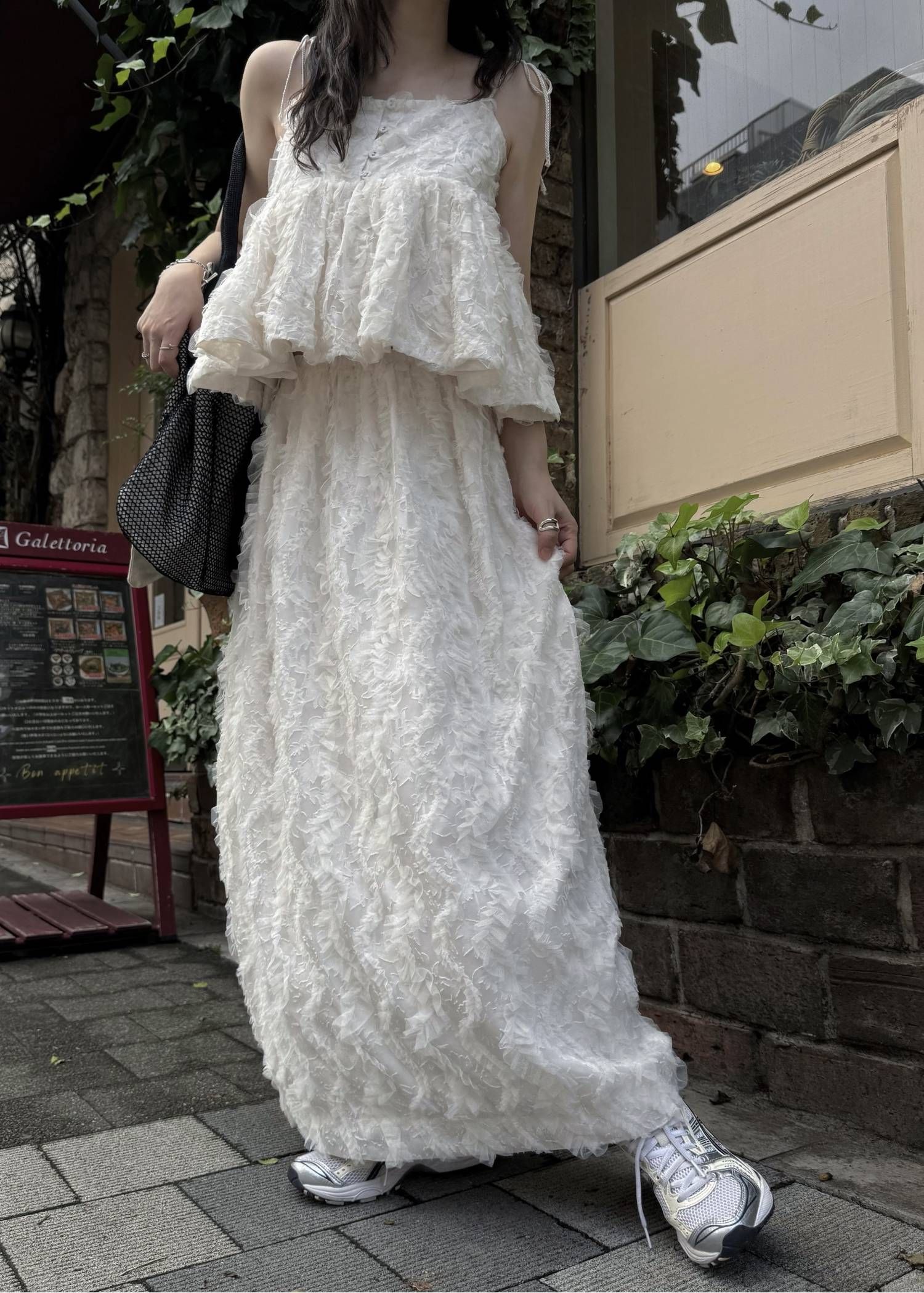 コクーンチュールスカート (シェル) cocoon cut jacquard tulle gather SK (Shell) /  26SS