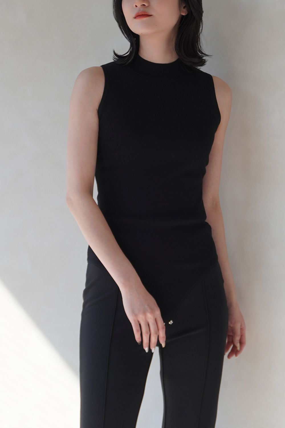 MOCKNECK KNIT BODYSUIT / モックネックニットボディスーツ (ブラック)