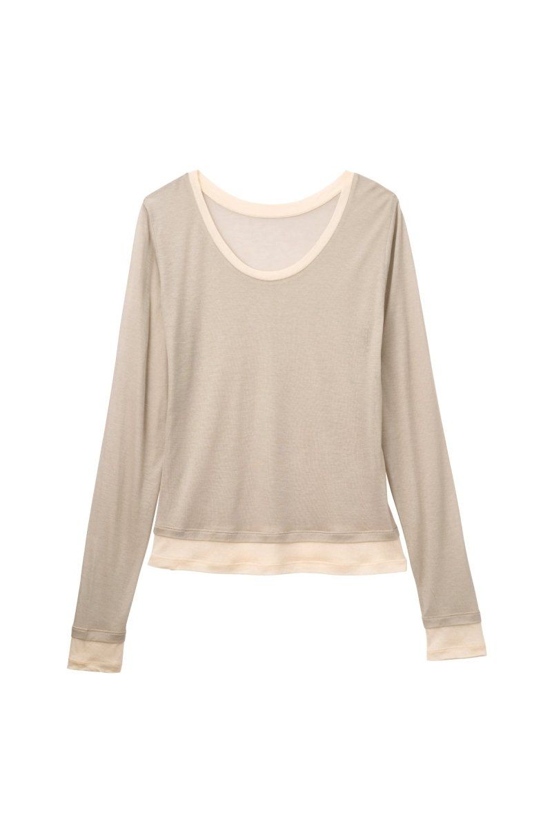 round neck layered top (Beige) / ラウンドネックレイヤードトップス (ベージュ) / 26SS