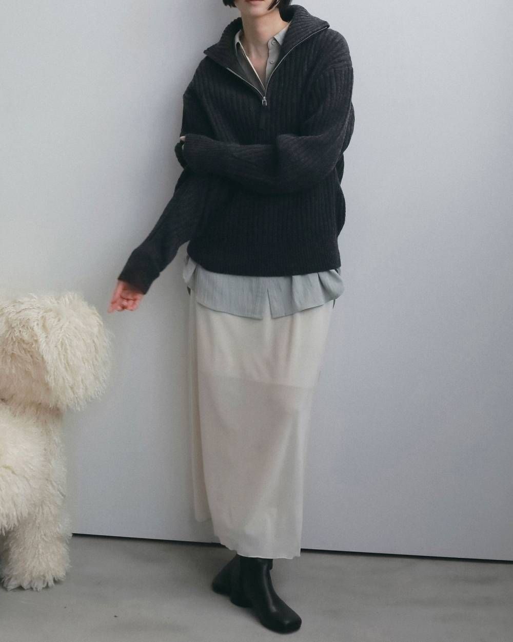 べロアペンシルスカート (アイボリー) Velour Pencil SK (Ivory) / 26AW 【6月29日まで期間限定予約】