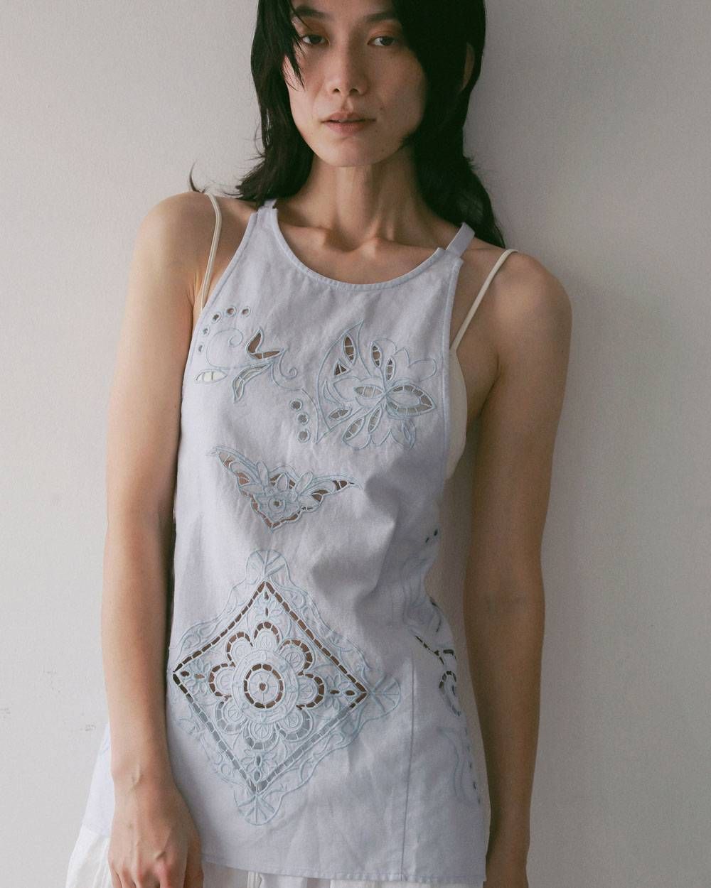 カットワークレースエプロン (アイスブルー) Cutwork Lace Apron (Iceblue) / 27SS