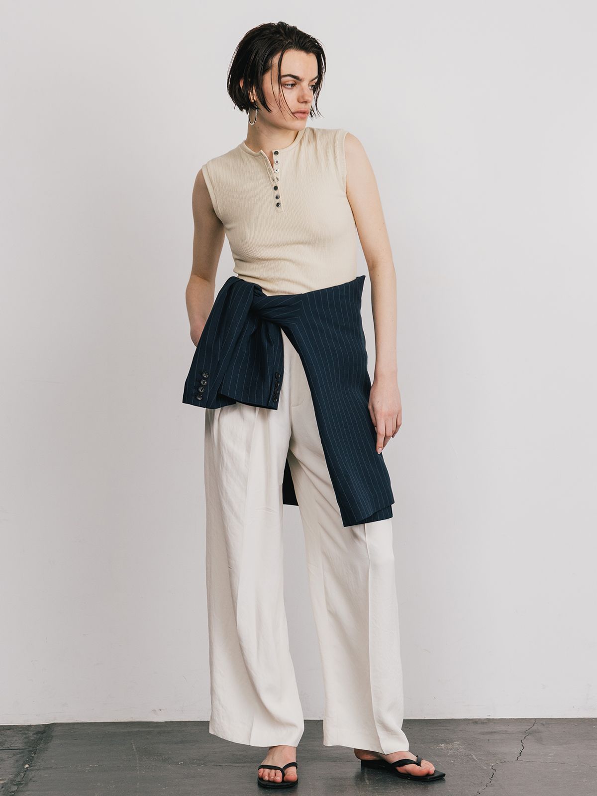 クレドナ CREDONA スリーブレス ヘンリー シャツ SLEEVE LESS SLEEPING HENLY SHIRT【2025 新作】 CREDONA - 【25SS】SLEEVE LESS SLEEPING HENLY SHIRT