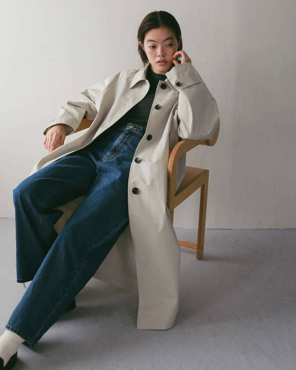 ツイルステンカラーコート (オートミール) Soutiencollar Twill Coat (Oatmeal) / 27SS