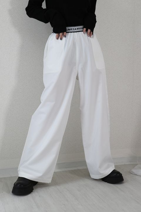 LOGO BELT STRAIGHT PANTS / ロゴベルトストレートパンツ (ホワイト)