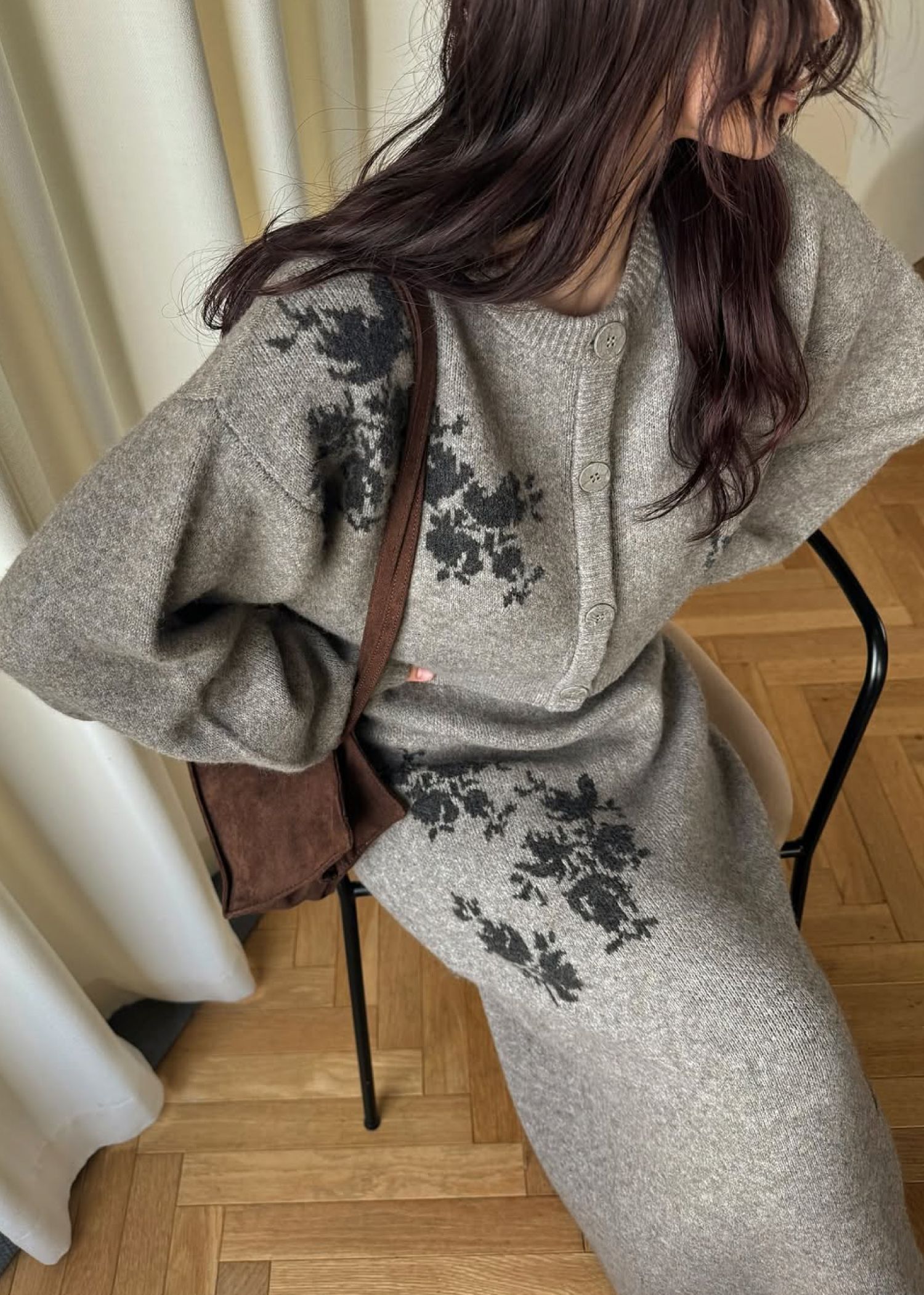 cropped flower jacquard knit cardigan / フラワージャガード ニットカーディガン (ミックス) / 25AW /