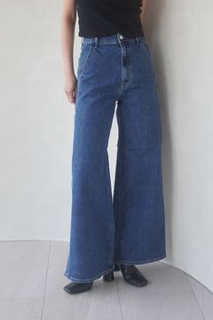 【YANUK × CASA FLINE】FLARE DENIM / 別注フレアデニム (ブルー) 美脚 / オーガニックコットン / 体型カバー