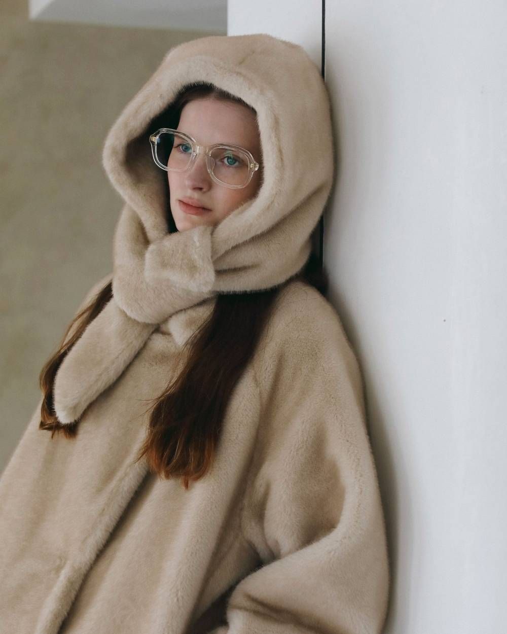 エコミンクファー フーディ (アイボリー) Eco Minkfur Hoodie (Ivory) / 26AW 【6月29日まで期間限定予約】