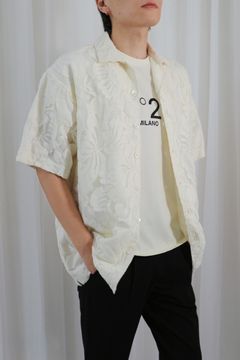 FLOWER LACE OPEN COLLAR SHIRT / フラワーレースオープンカラーシャツ / メンズ (エクリュ)