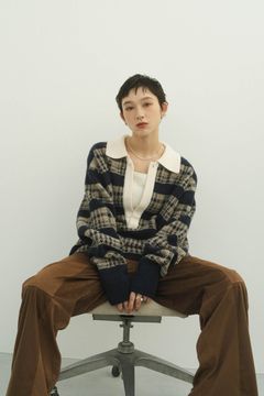 vintage lager knit / ヴィンテージラガーニット (ネイビーベージュ)