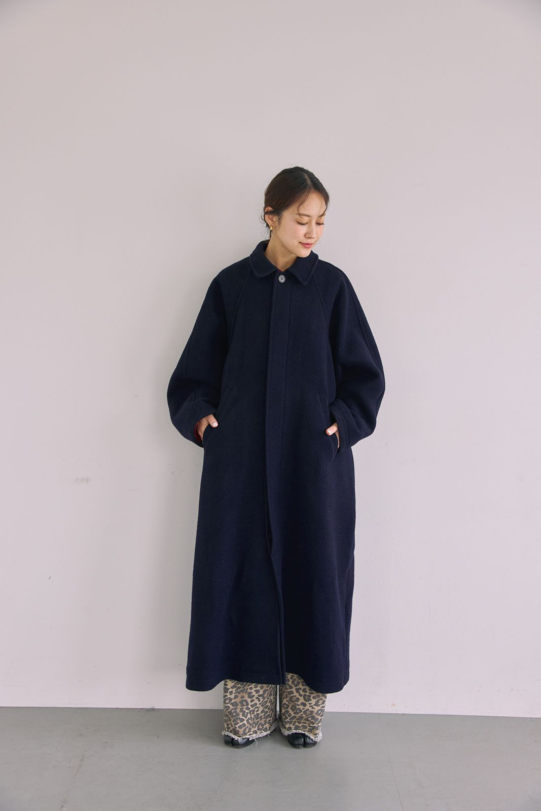 ラグランスリーブロングコート (ネイビー) Raglan Sleeve Long Coat (Navy) / 26AW