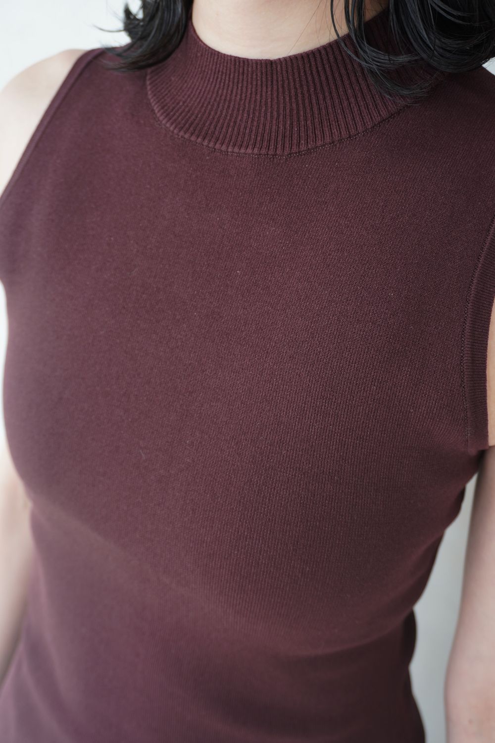 MOCKNECK KNIT BODYSUIT / モックネックニットボディスーツ (ブラウン)