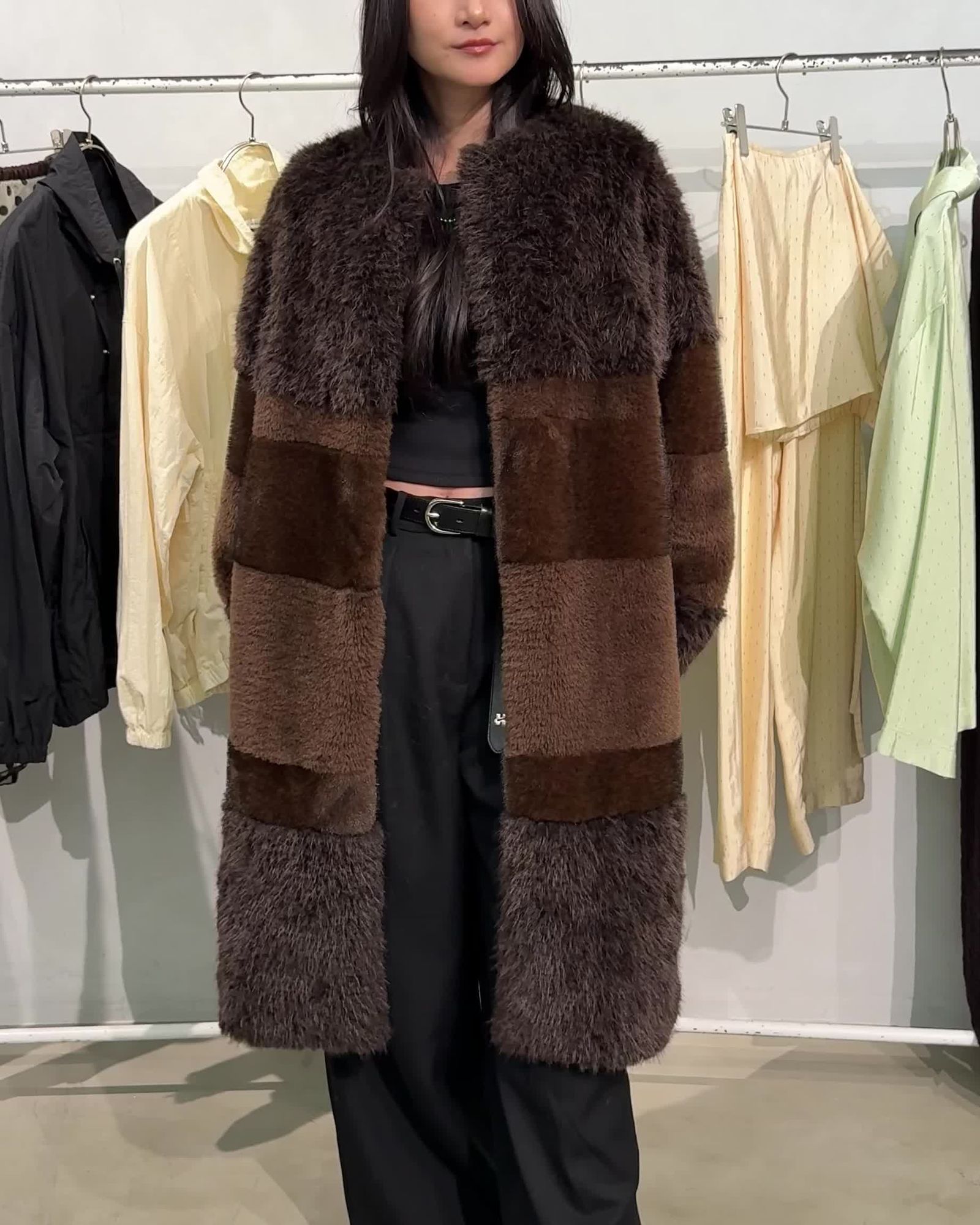 THINK FUR - 【先行予約】【26TH-19】ミックスファーコート (ブラウン