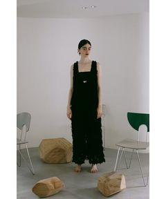 Iris jacquard combinaison / ジャガードオールインワン (ブラック)