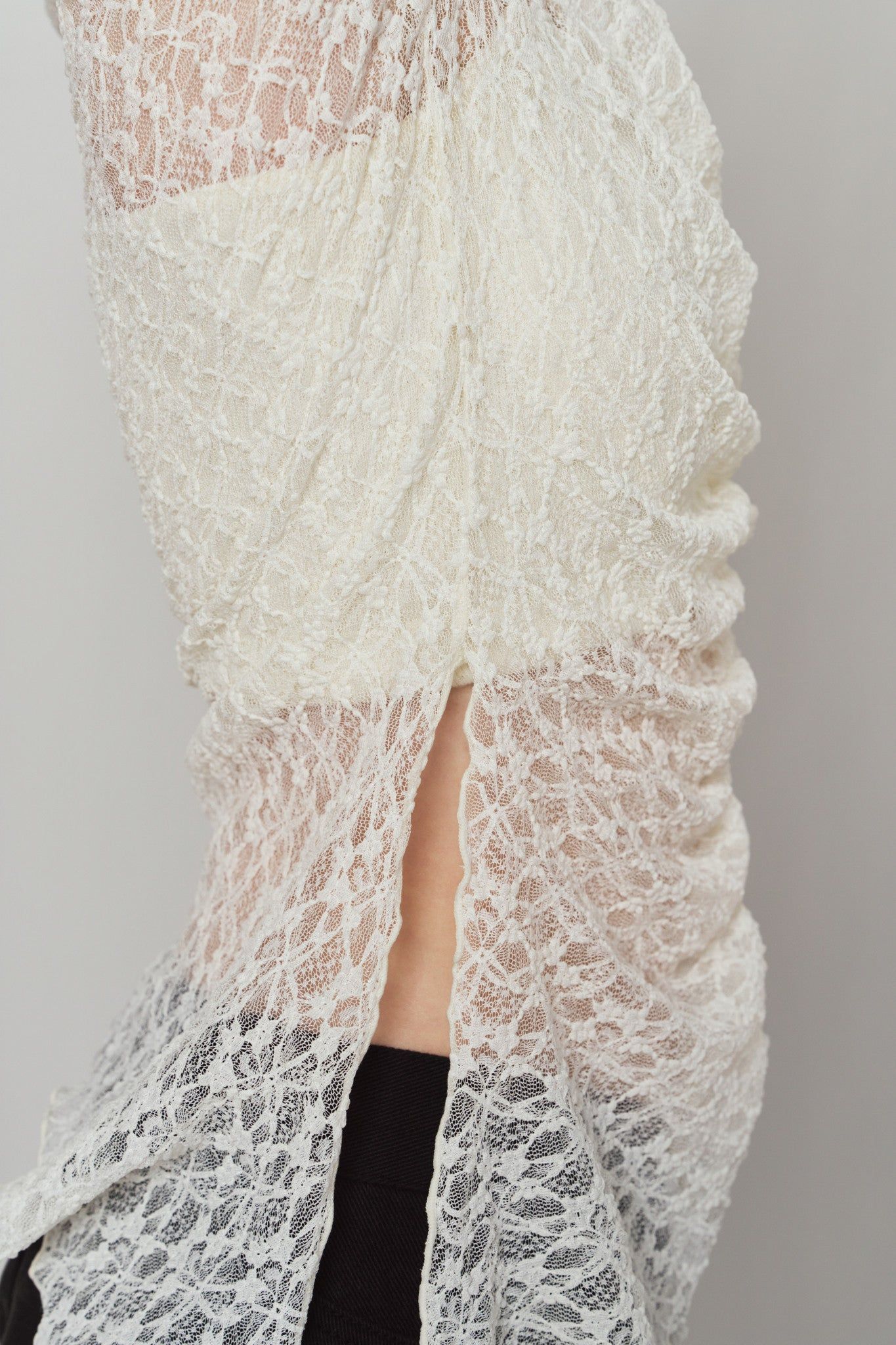 レーストップス (ホワイト) lace gathered top (White) / 26AW