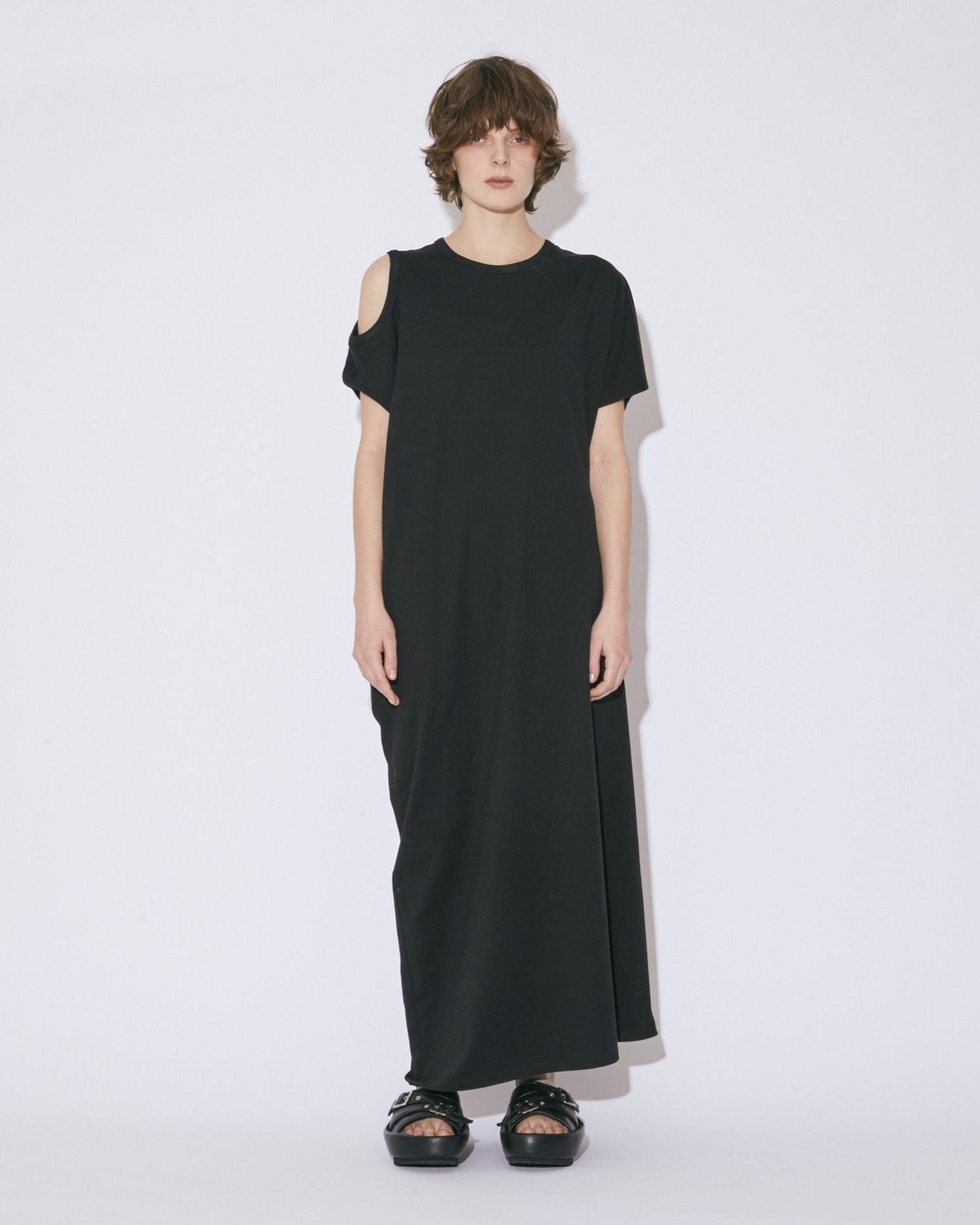 60/3 jersey two way neck dress / ジャージ 2ウェイネックドレス (ブラック)