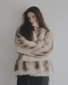 【先行予約】【26TH-08】ムートン調グラデーションファーコート (アイボリー) Mouton Like Gradation Fur Coat (Ivory) /  エコファー  /  フェイクファー 【受注期間6/14 23:59まで】