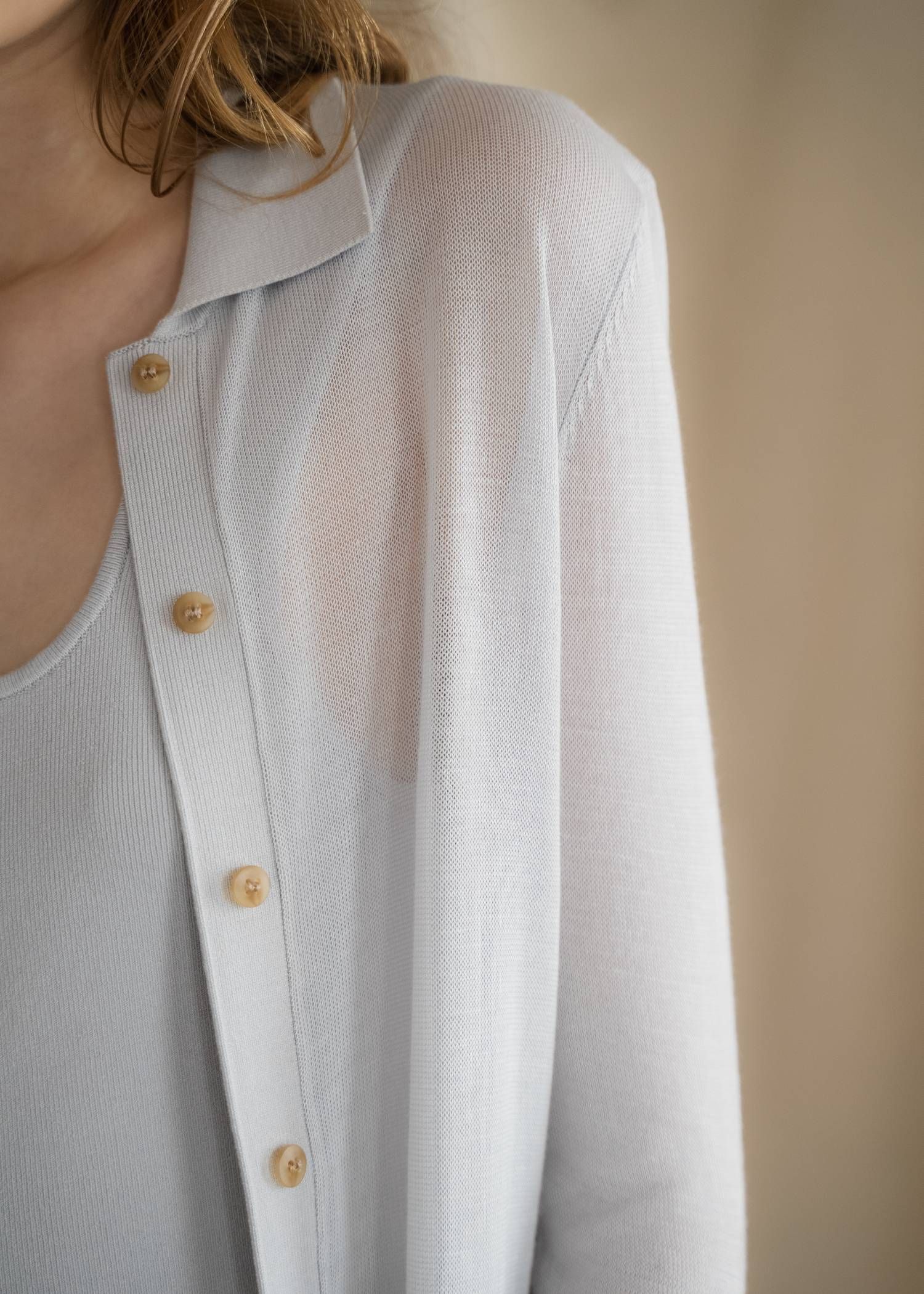 ニットシャツ&タンクトップ (アイスブルー) shirt collar & tank knit ensemble (IceBlue) /  26SS