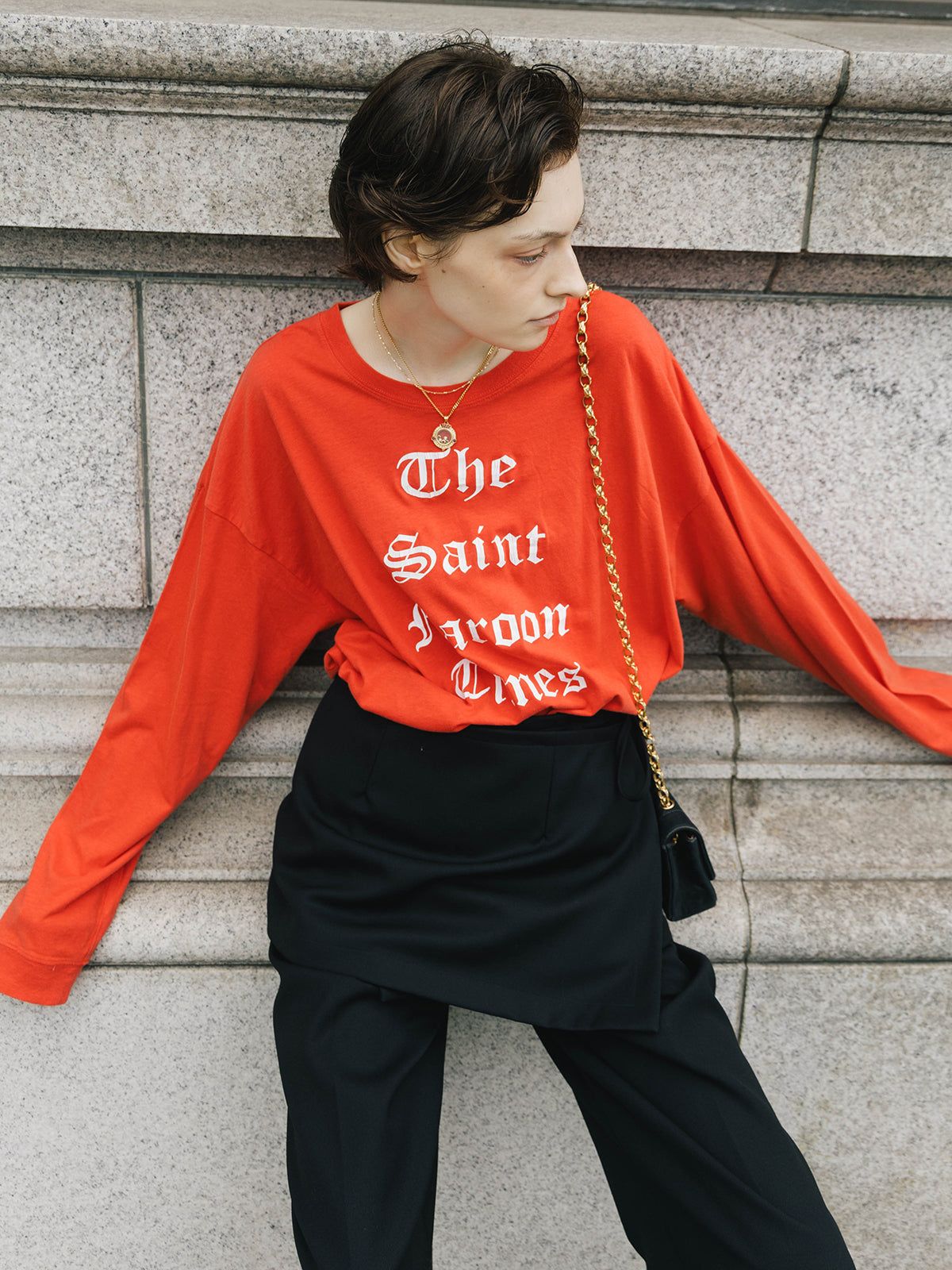 パーマネント ロングスリーブ Tシャツ (Sain Maroon Times) PARMANENT L/S TEE /  26AW