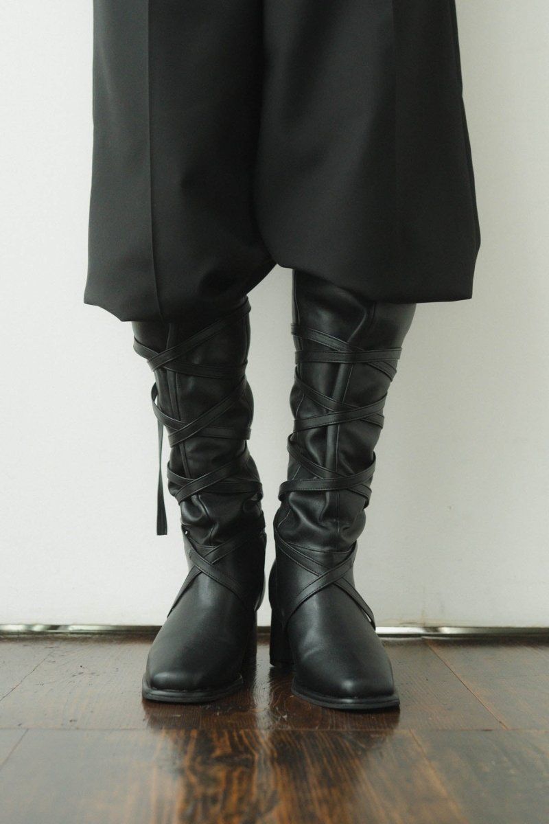 loose long ribbon boots / ルーズロングブーツ (ブラック)