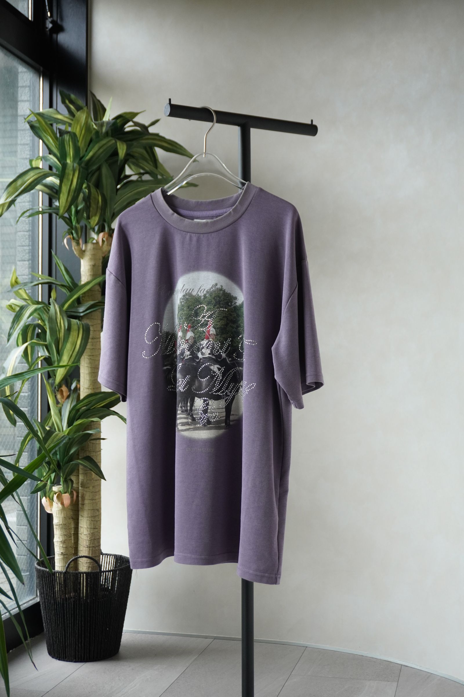 ラインストーングラフィックTシャツ (パープル) rhinestone graphic tee(unisex) (Purple) /  26SS