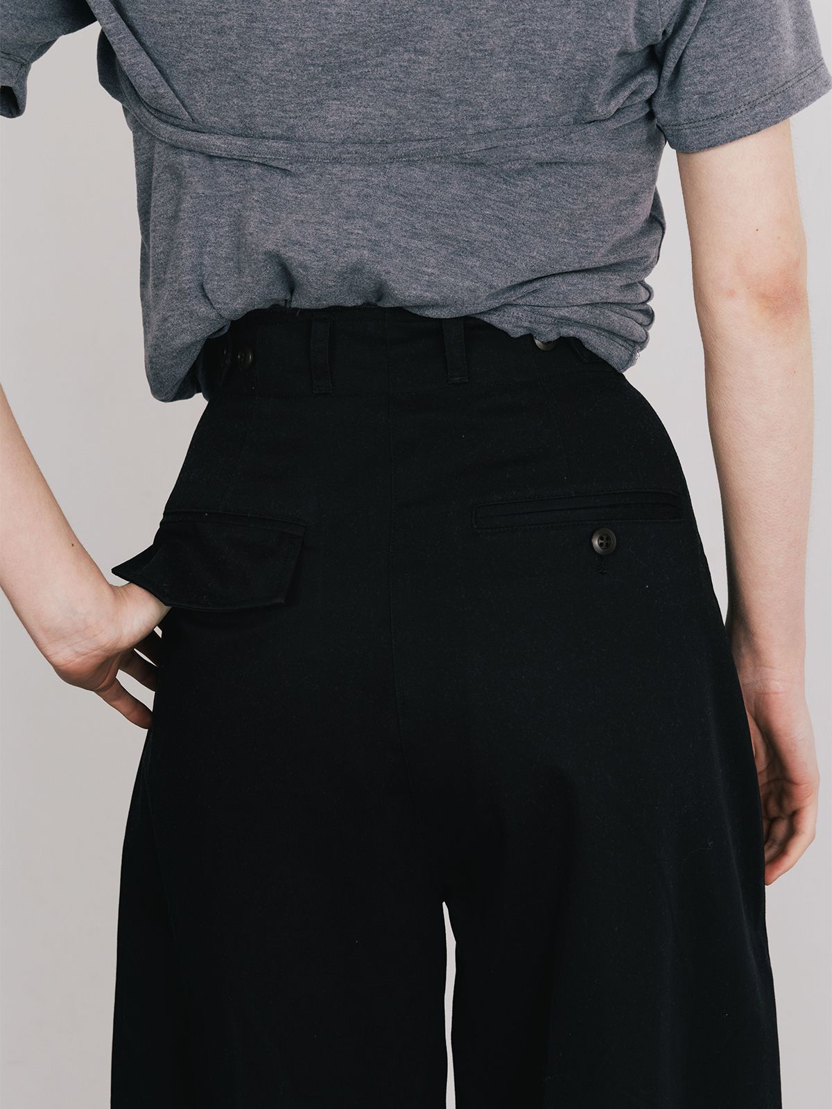 【25SS】COTTON WIDE PANTS / コットンワイドパンツ (ブラック)