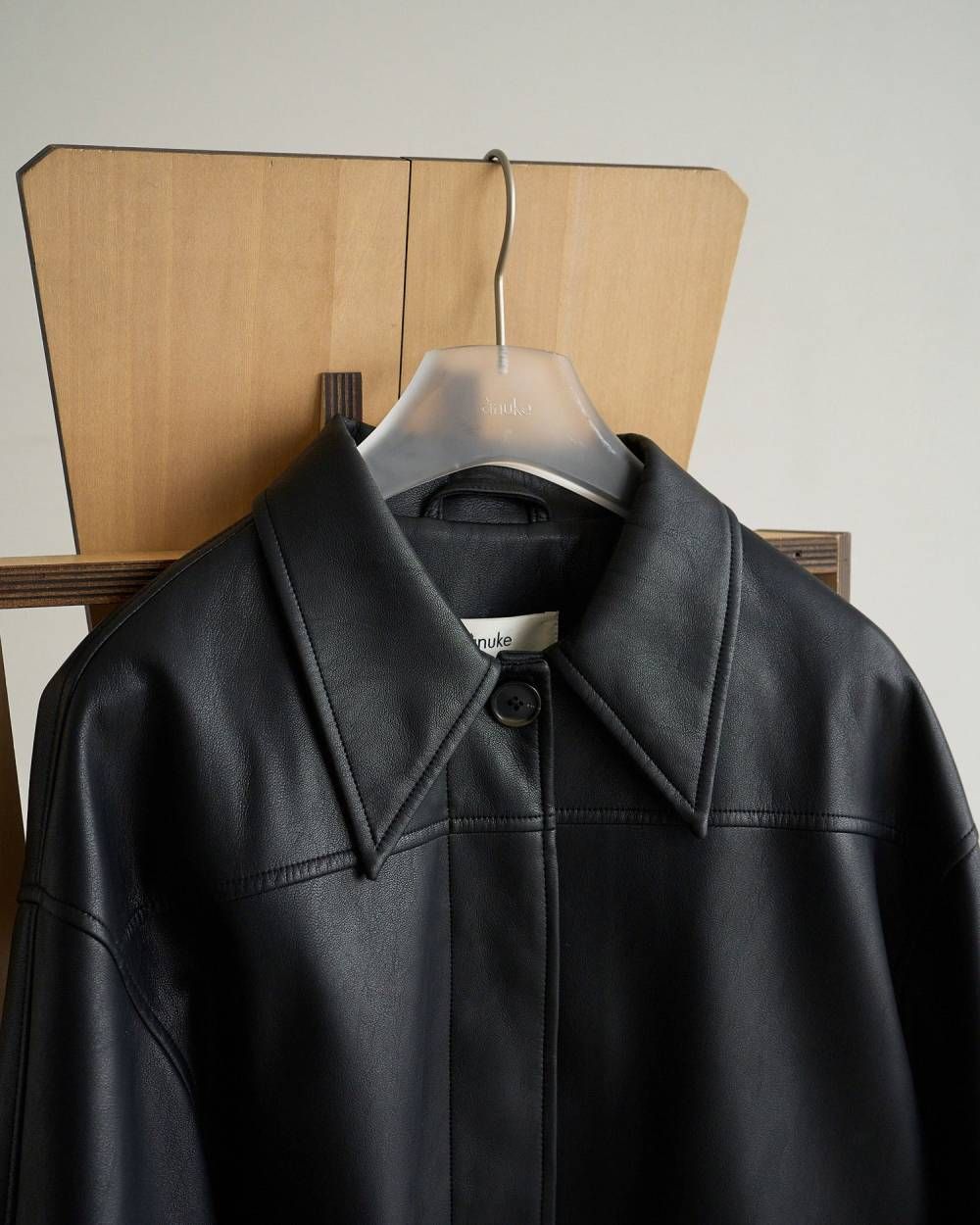 エコレザー オーバージャケット (ブラック) Ecoleather Over Jacket (Black) /  26AW