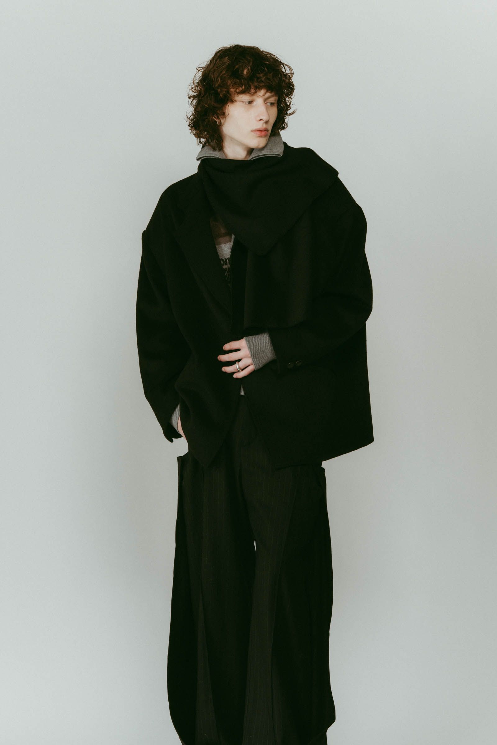 muffler overlay jacket(unisex) / マフラー オーバージャケット (ブラック) / 25AW