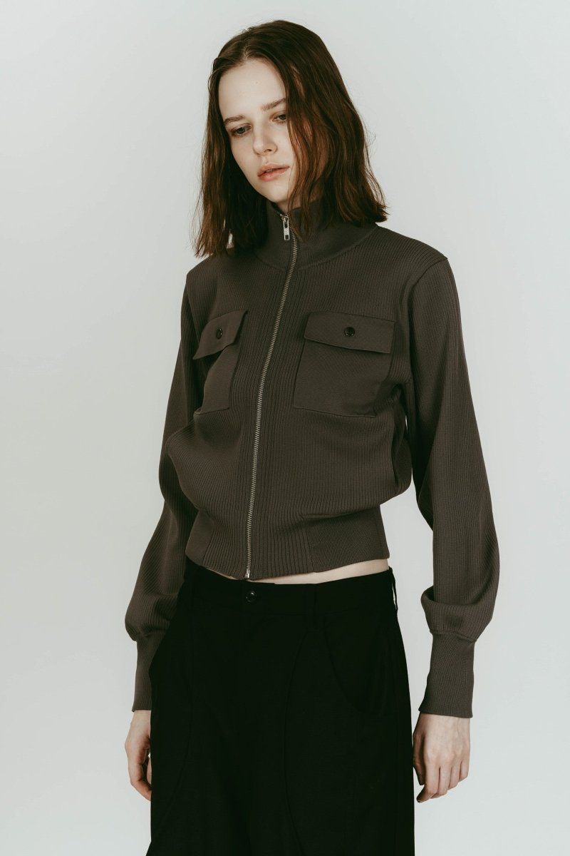 pocket zip up knit (Gray) / ポケットジップアップニット (グレー) / 26SS