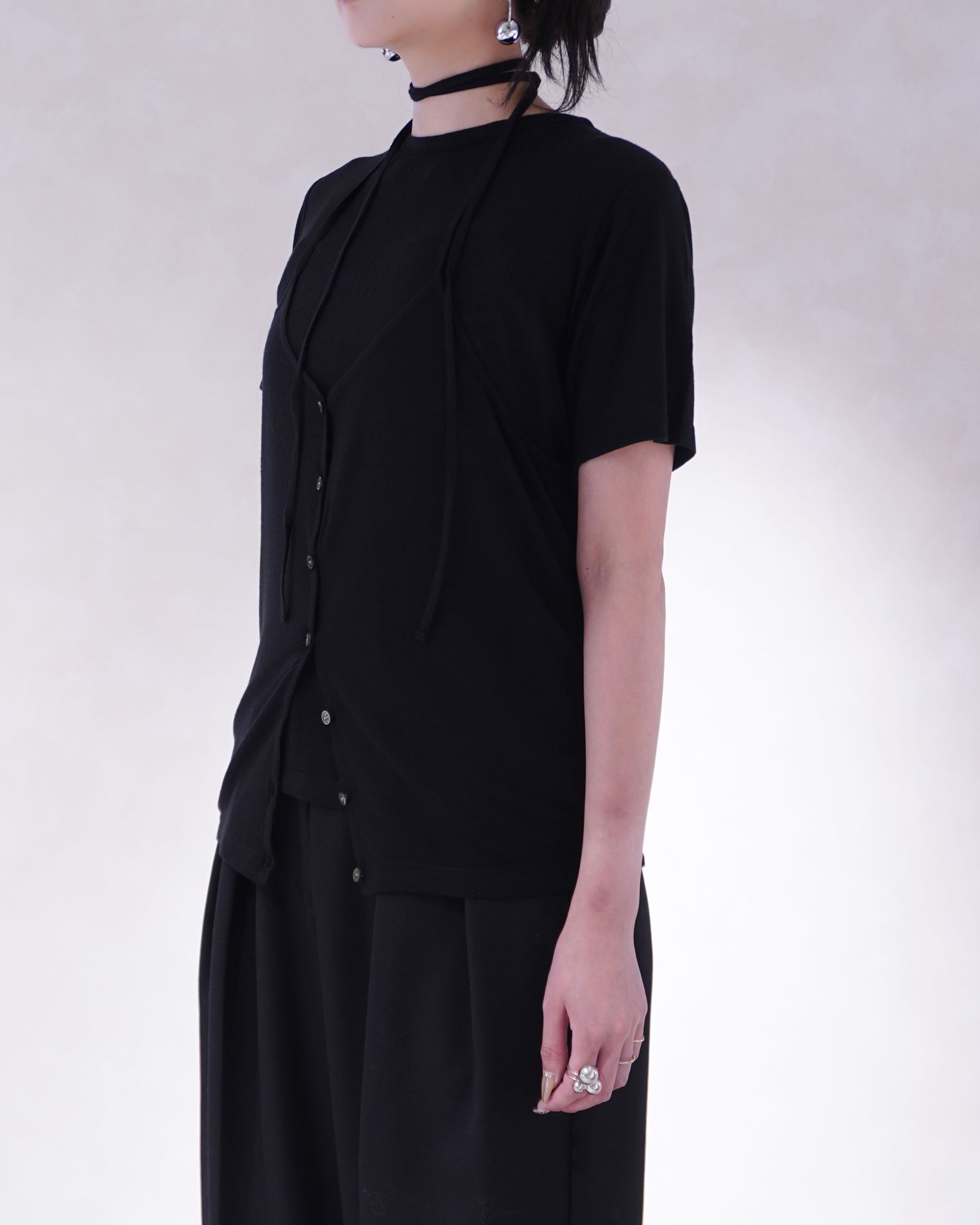 レイヤードカットトップス (ブラック) LAYERED CUT TOPS (Black) /  26SS
