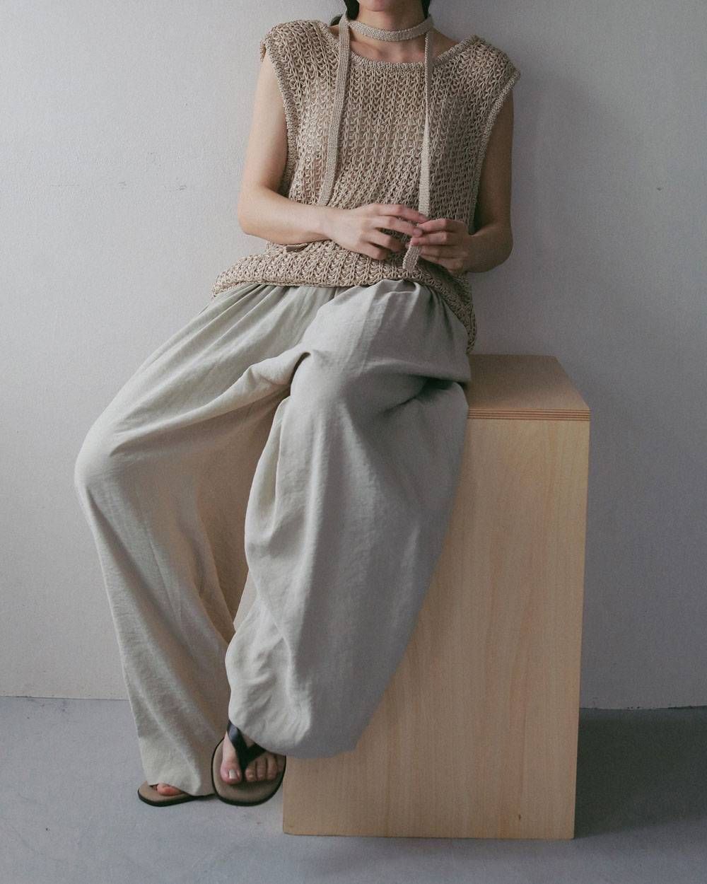ペーパーヤーン ニットベスト (ベージュ) Paperyarn Knit Vest (Beige) / 27SS