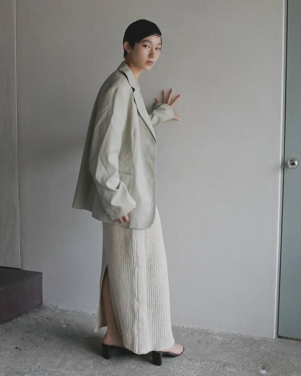 クロシェニットスカート (アイボリー) Crochet Knit Skirt (Ivory) / 26SS