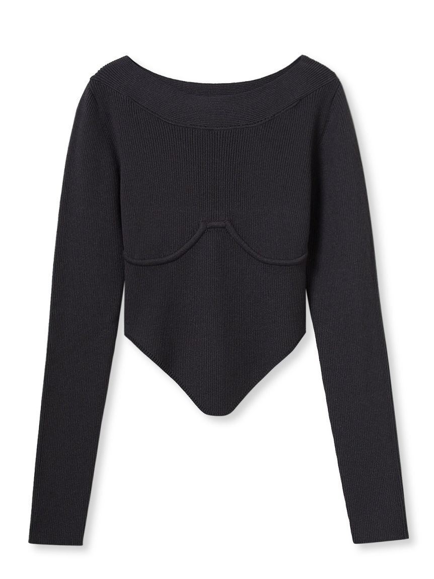 Bustier ribbed knit top / ビスチェリブニットトップス (チャコールグレー) / 25AW