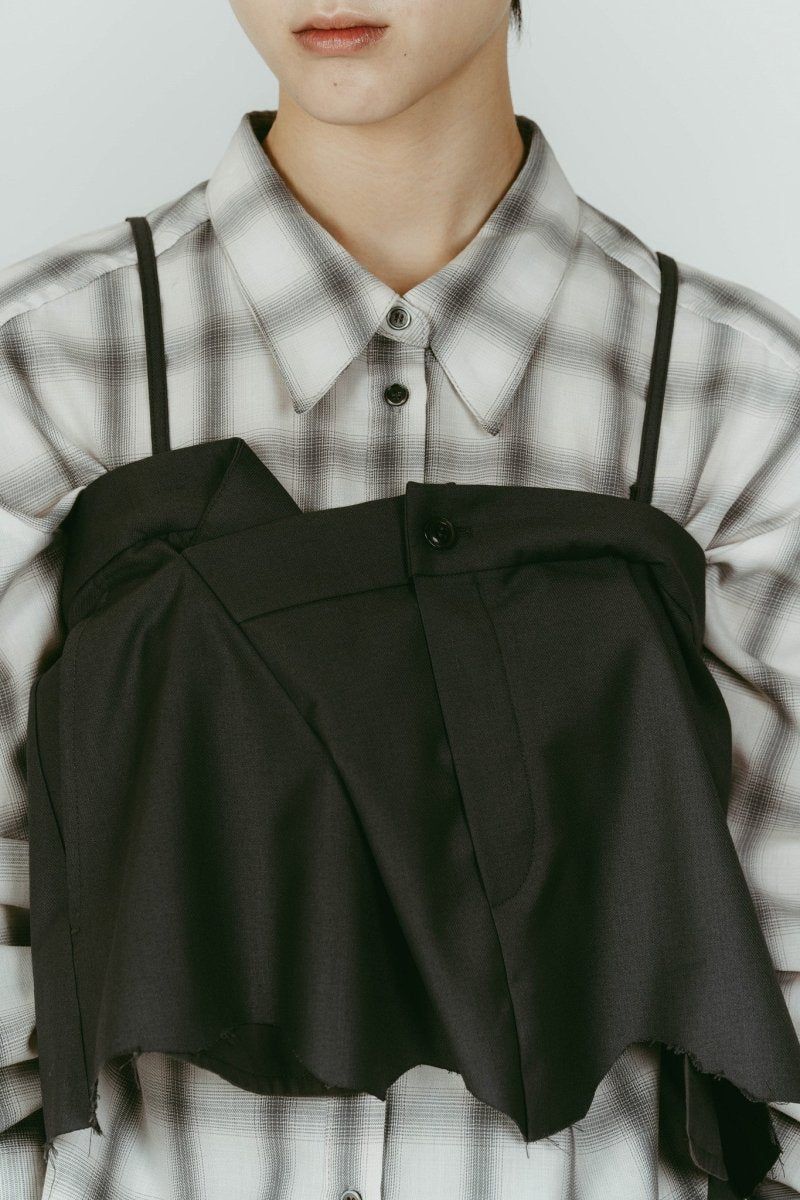 cut layered mid length skirt (Gray) / レイヤード ミディアム丈スカート (グレー) / 26SS