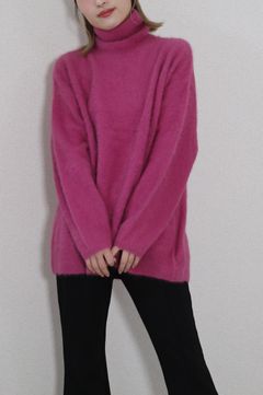 FOX HIGH NECK KNIT TOPS / フォックスハイネックニット トップス (ピンク) ふわふわニット