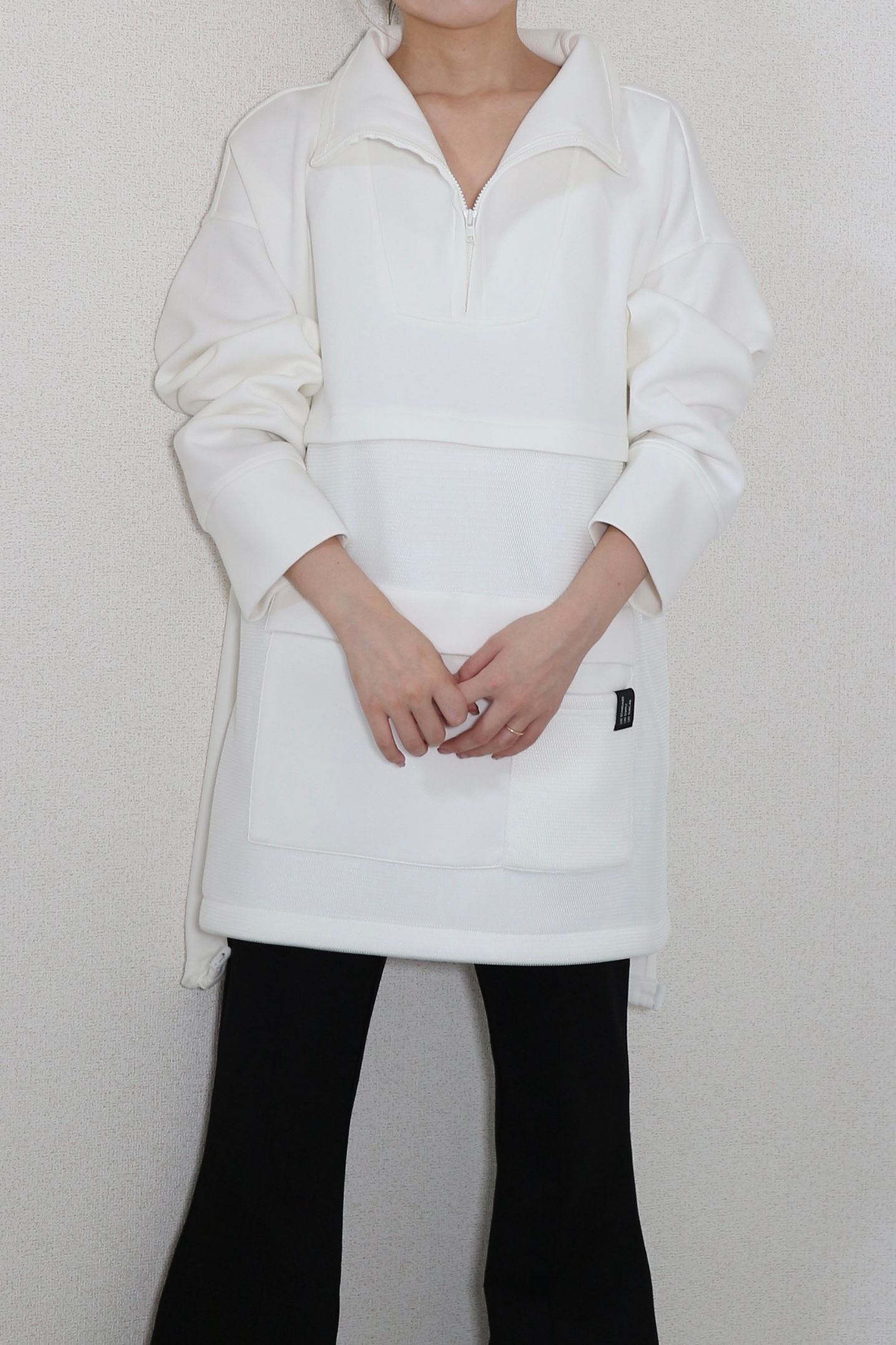 HALF ZIP MESH SWEAT  / ハーフメッシュスウェット (ホワイト) / ドロストデザイン