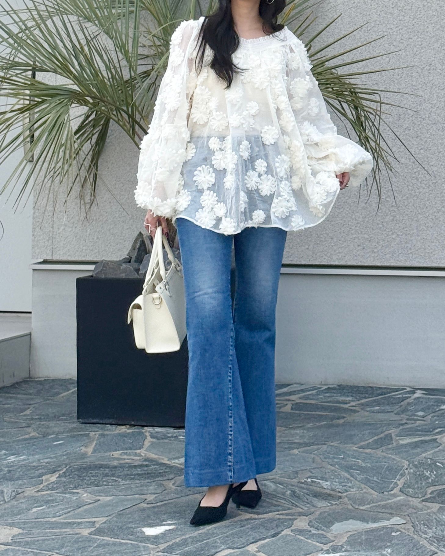 FLARE JEAN TROUSERS (Vintage blue) / フレアジーンズ トラウザーズデニム (ヴィンテージブルー) / レディース